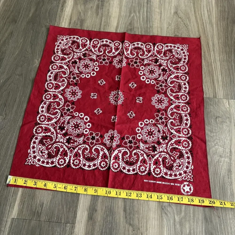 Vintage 1980s Paisley Bandana Colorfast Made In The USA Red